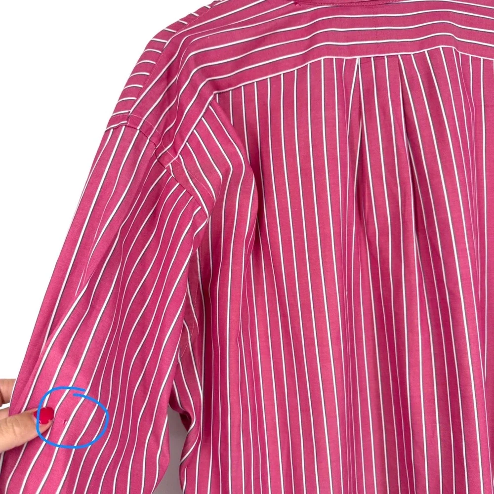 Vtg Polo Ralph Lauren Mens XL Pink White Stripes Preppy Pony 90s Academia READ